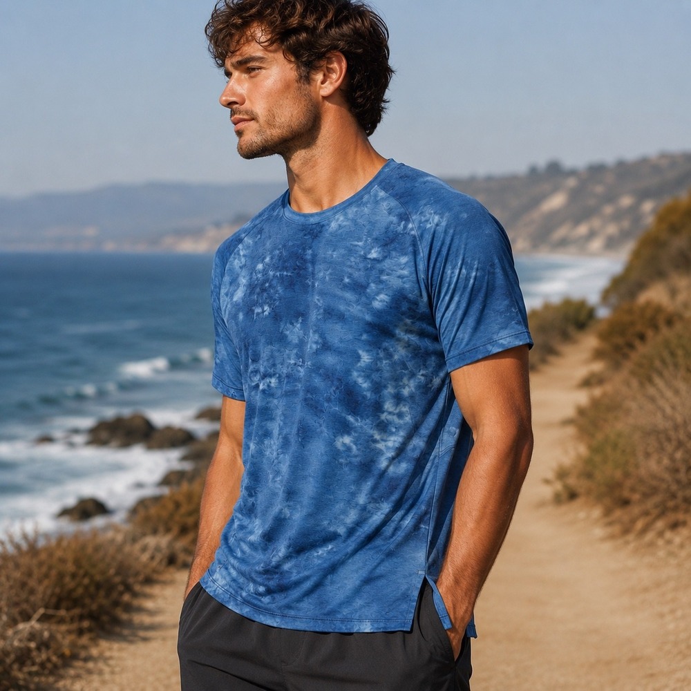 Lululemon Mens Better Everyday Tie Dye Short Sleeve Training Shirt Navy